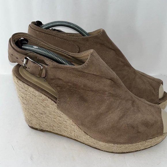 LILY MORGAN | Women's Suede Wedges Shoes Tan Size 8 - Picture 1 of 8
